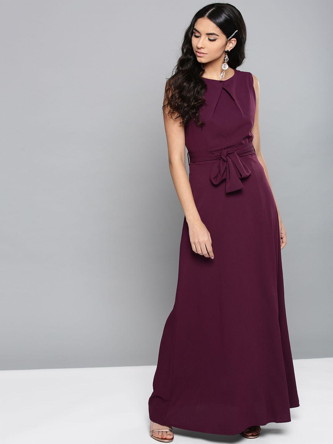 harpa women aubergine solid maxi dress