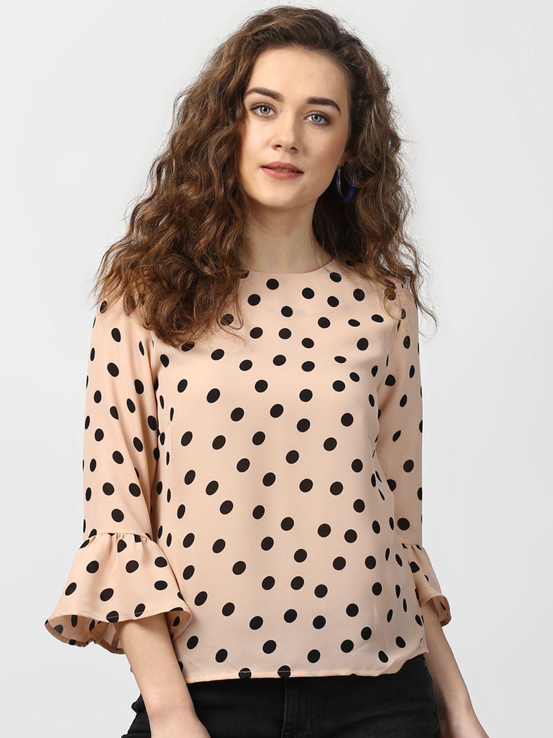 harpa women beige polka dot print top