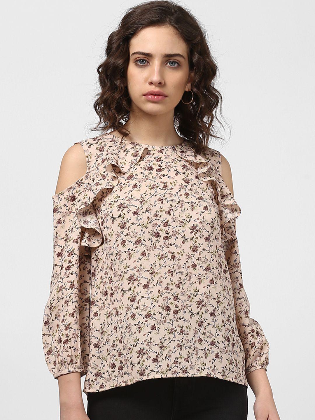 harpa women beige printed a-line top