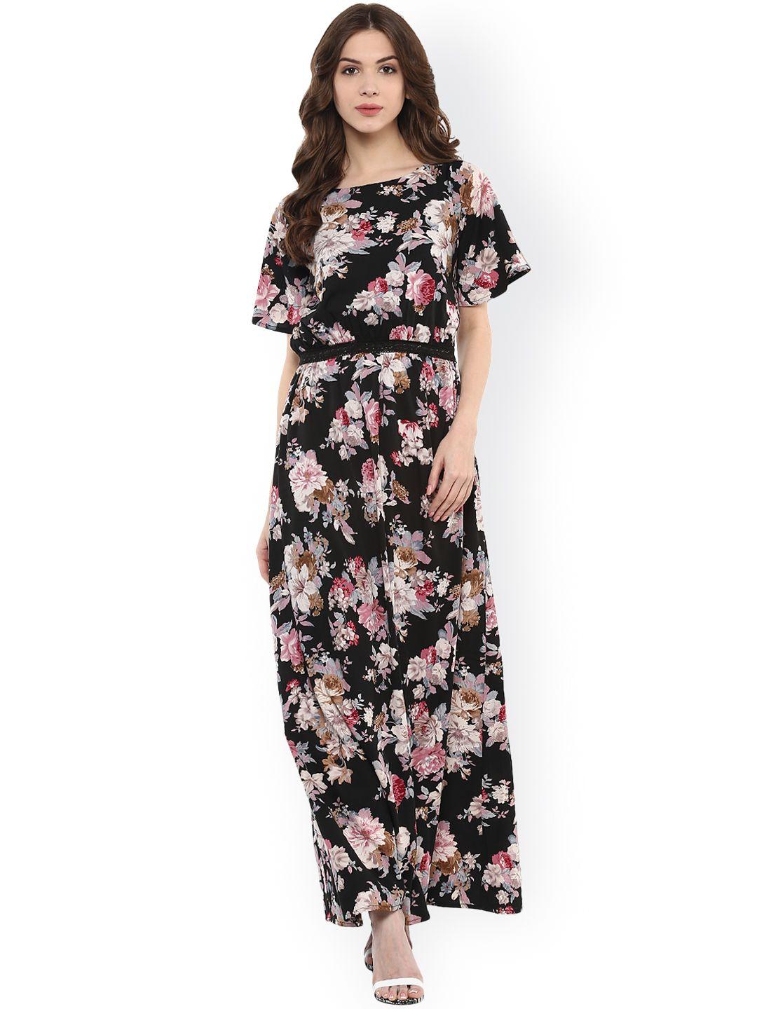 harpa women black floral print maxi dress