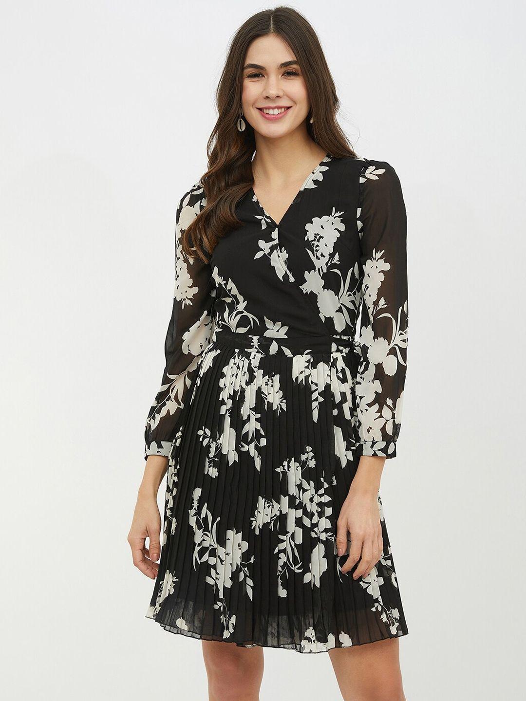 harpa women black printed a-line dress