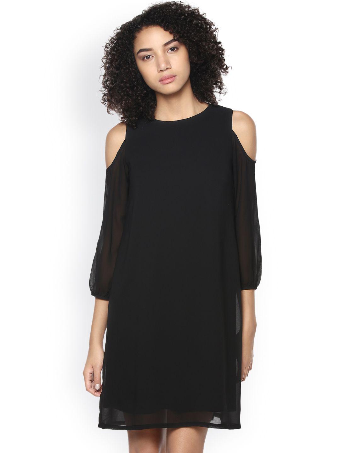 harpa women black solid a-line dress