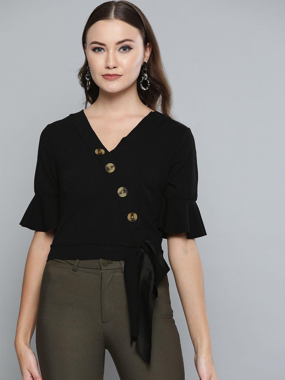 harpa women black solid wrap top