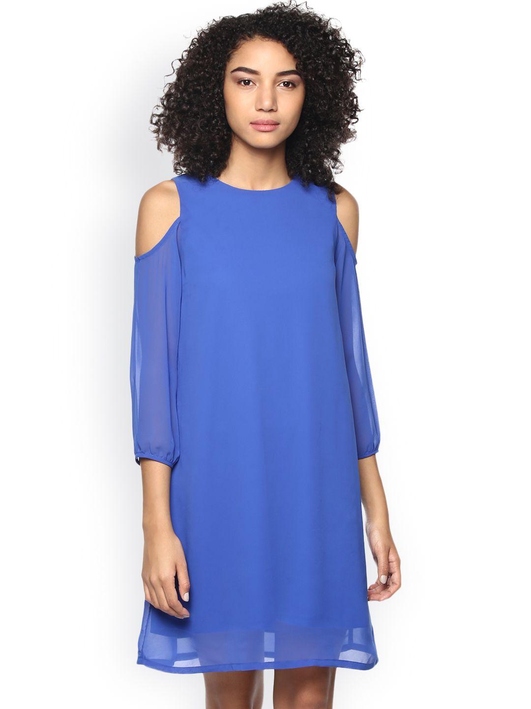 harpa women blue solid a-line dress
