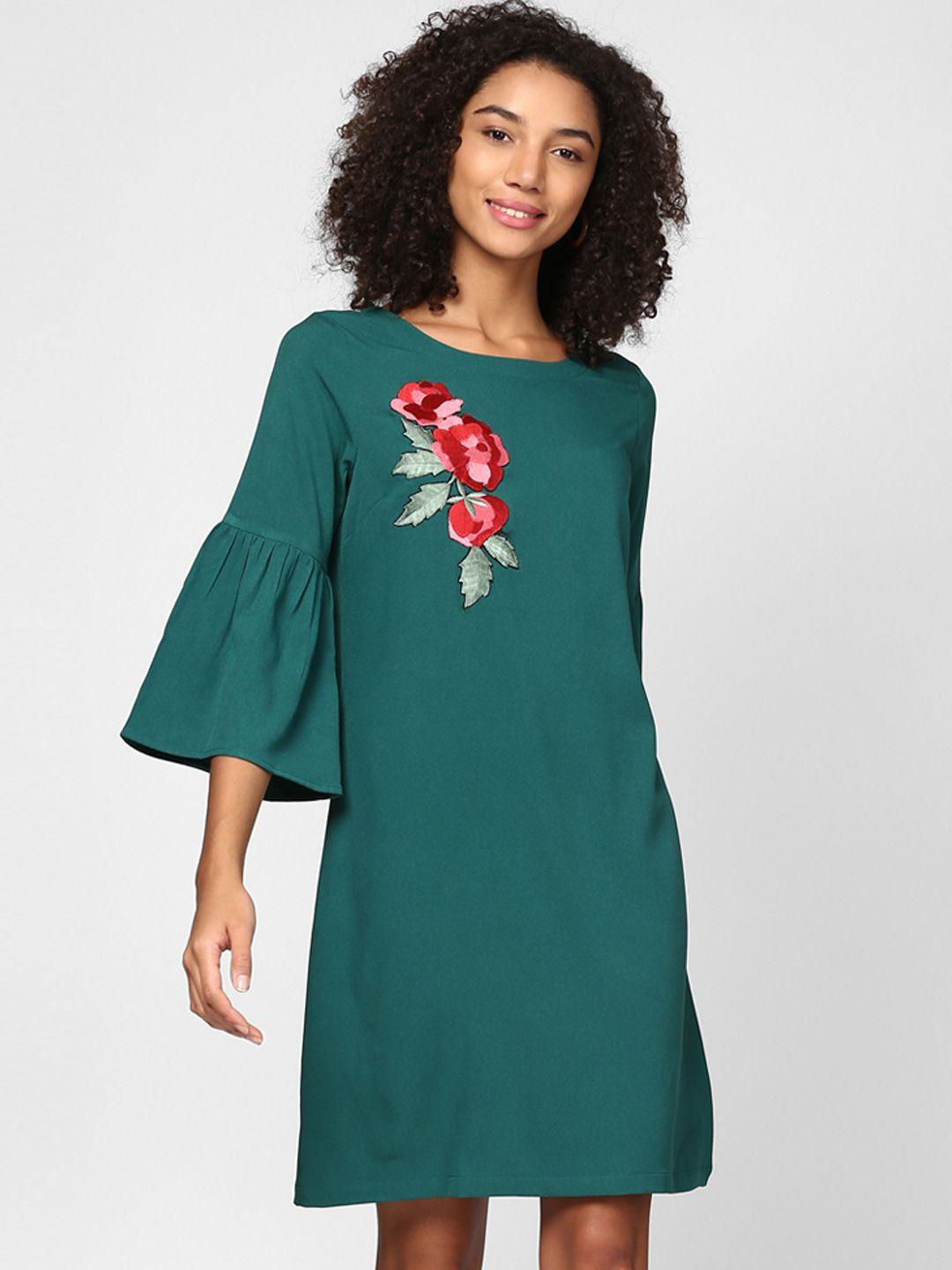 harpa women green printed a-line dress