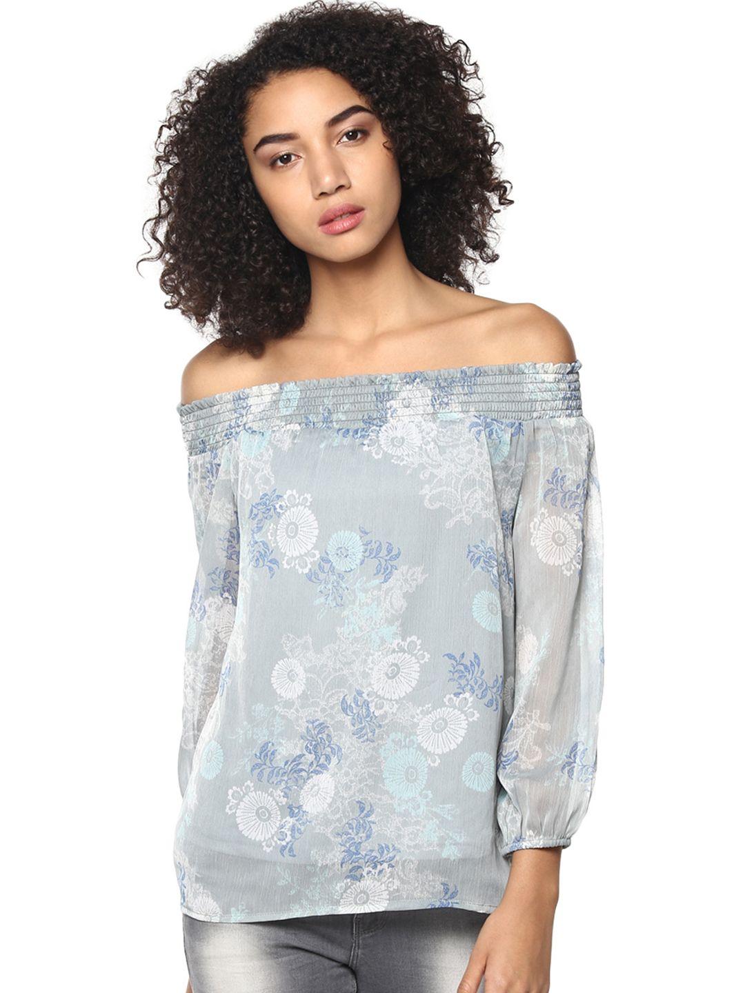 harpa women grey floral print bardot top