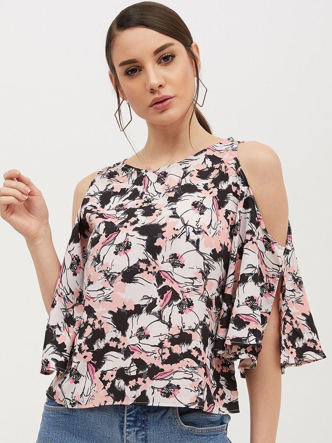 harpa women multicoloured printed cold shoulder top