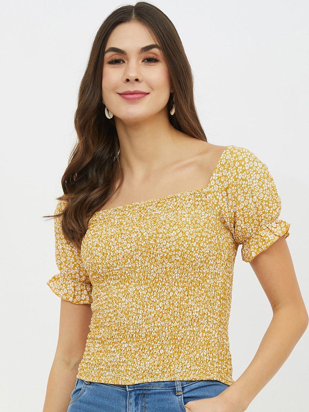 harpa women mustard floral printed top