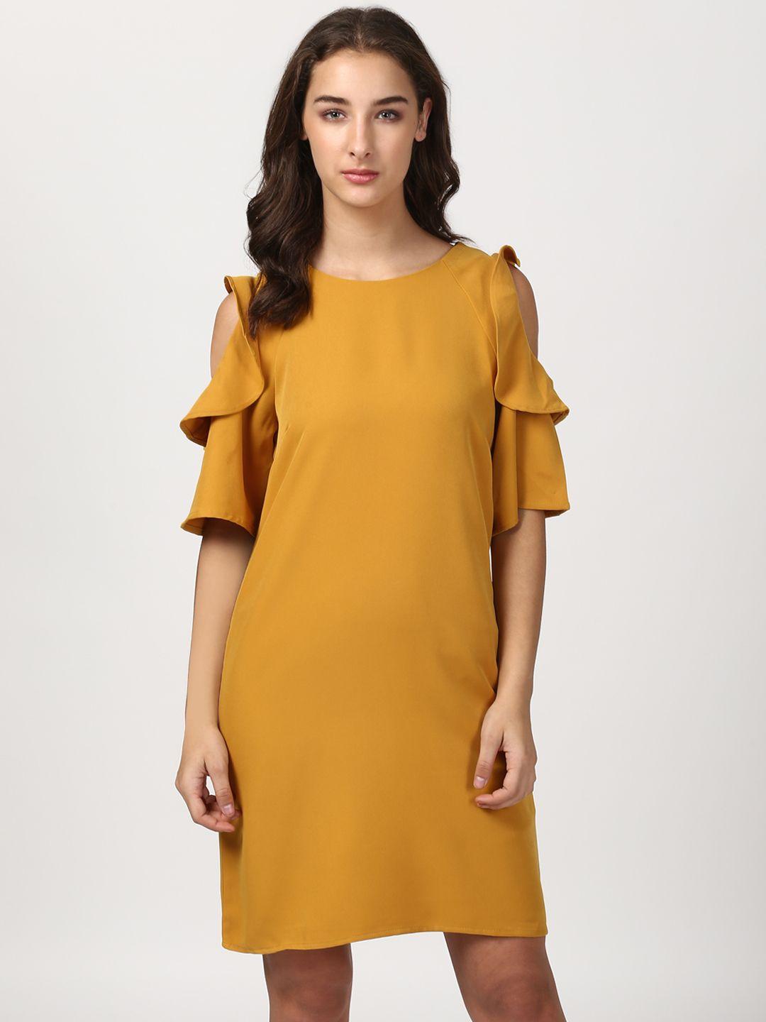 harpa women mustard solid a-line dress