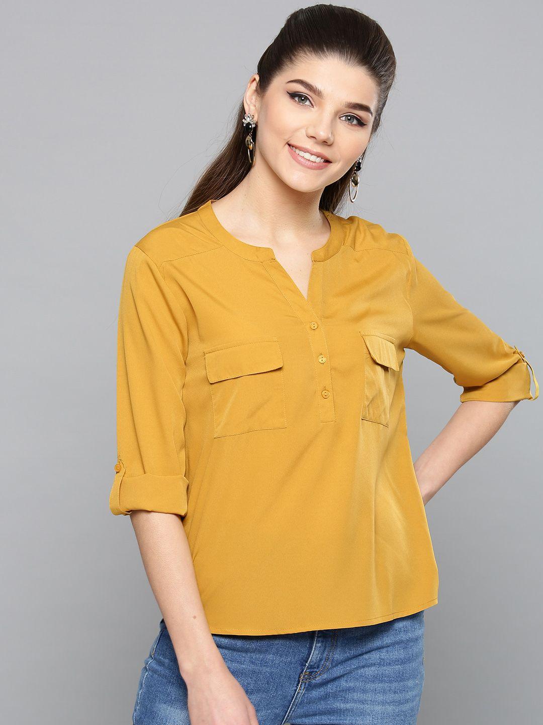 harpa women mustard yellow solid top