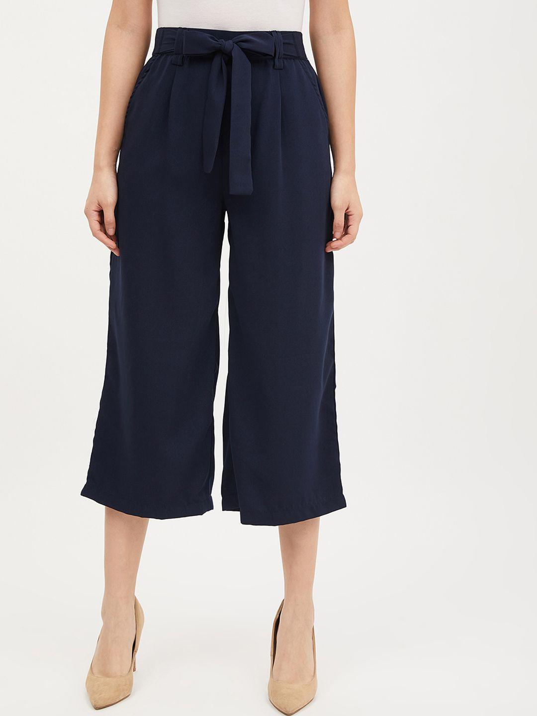 harpa women navy blue solid culottes