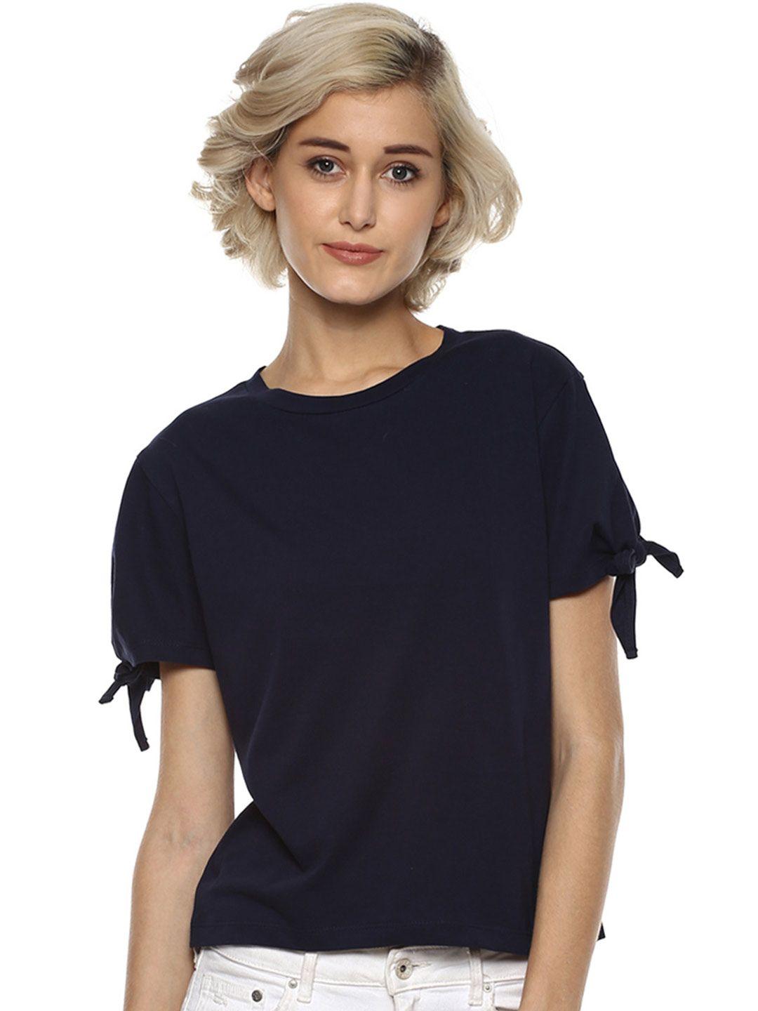 harpa women navy solid pure cotton top