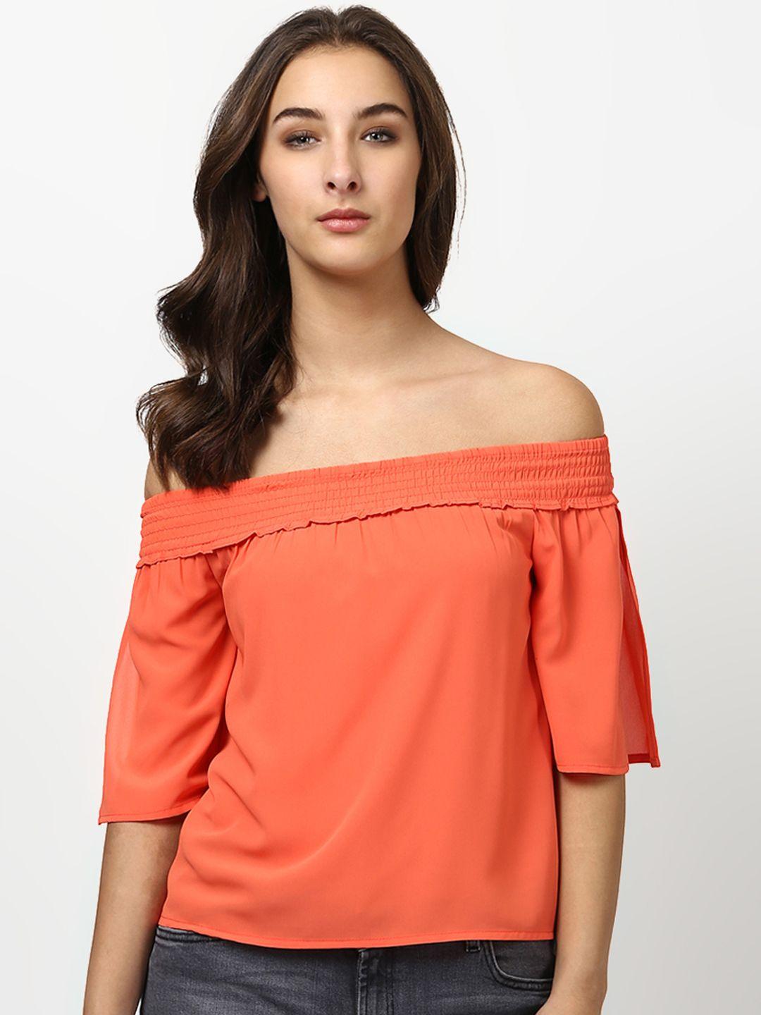 harpa women orange solid bardot top