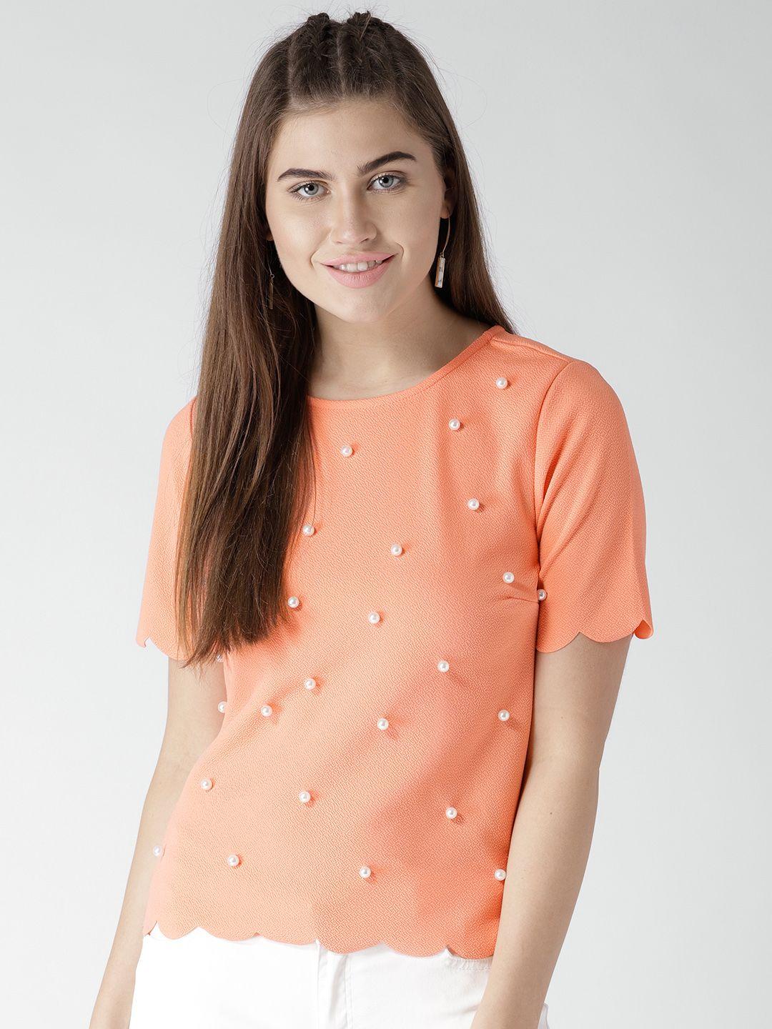 harpa women peach-coloured beaded top