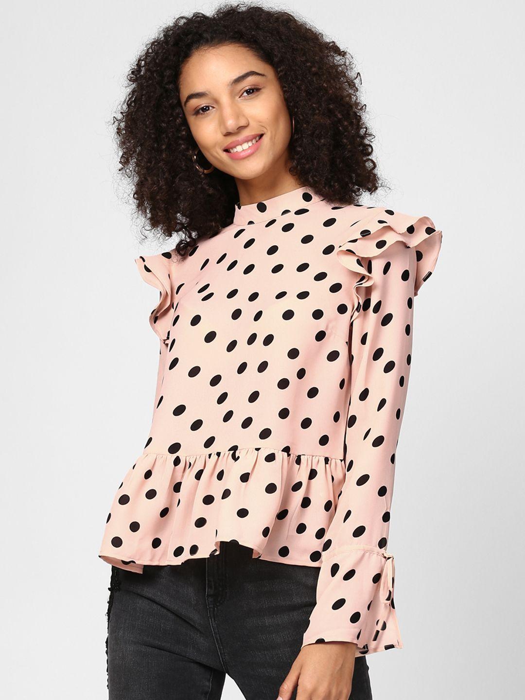 harpa women peach-coloured printed peplum top