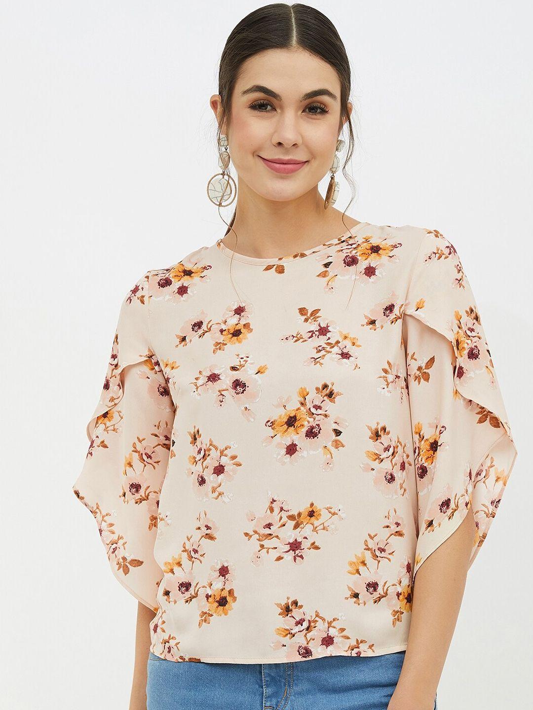 harpa women peach-coloured printed styled back top