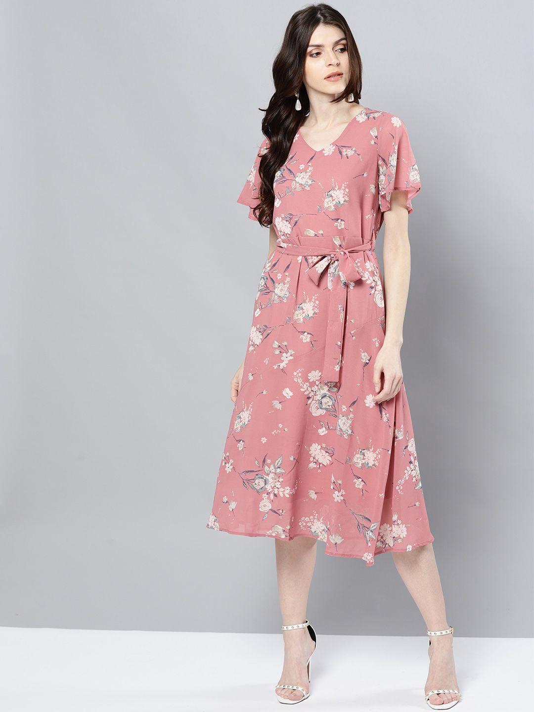 harpa women pink printed a-line dress