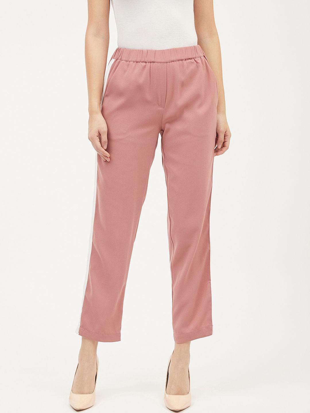 harpa women pink smart solid regular trousers
