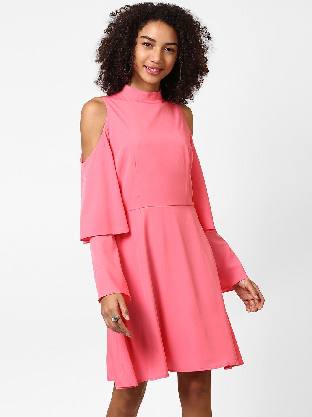 harpa women pink solid fit and flare dress