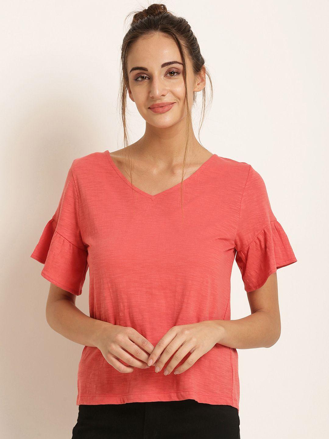 harpa women pink solid pure cotton top