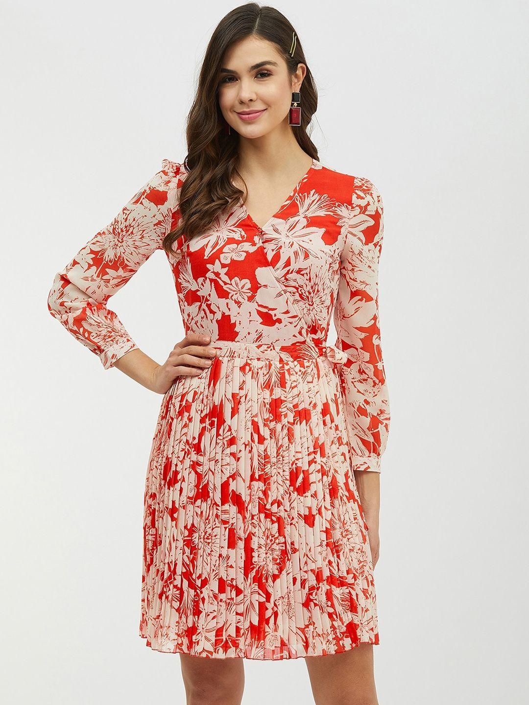 harpa women red printed fit and flare dress