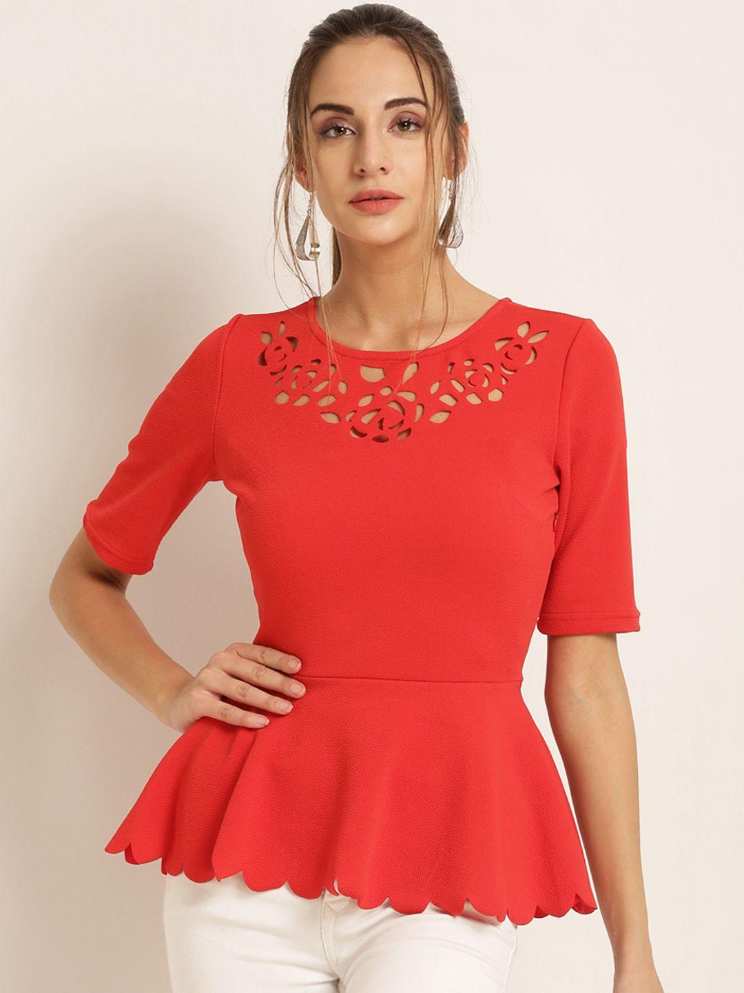 harpa women red solid peplum top