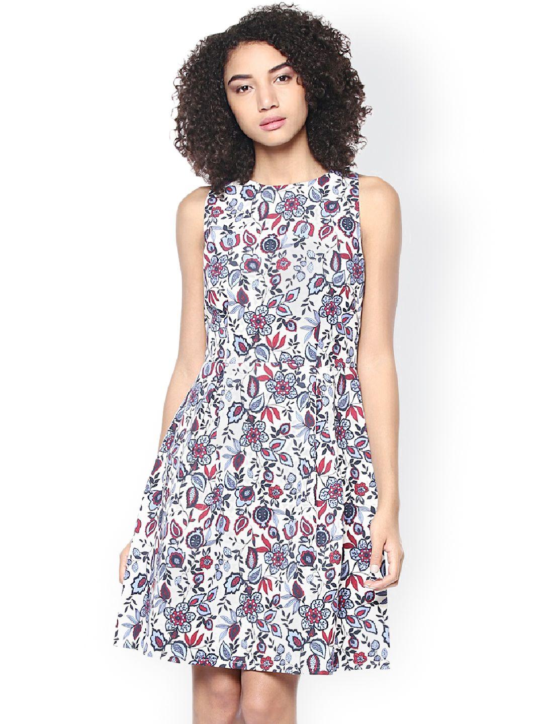 harpa women white printed fit & flare dress