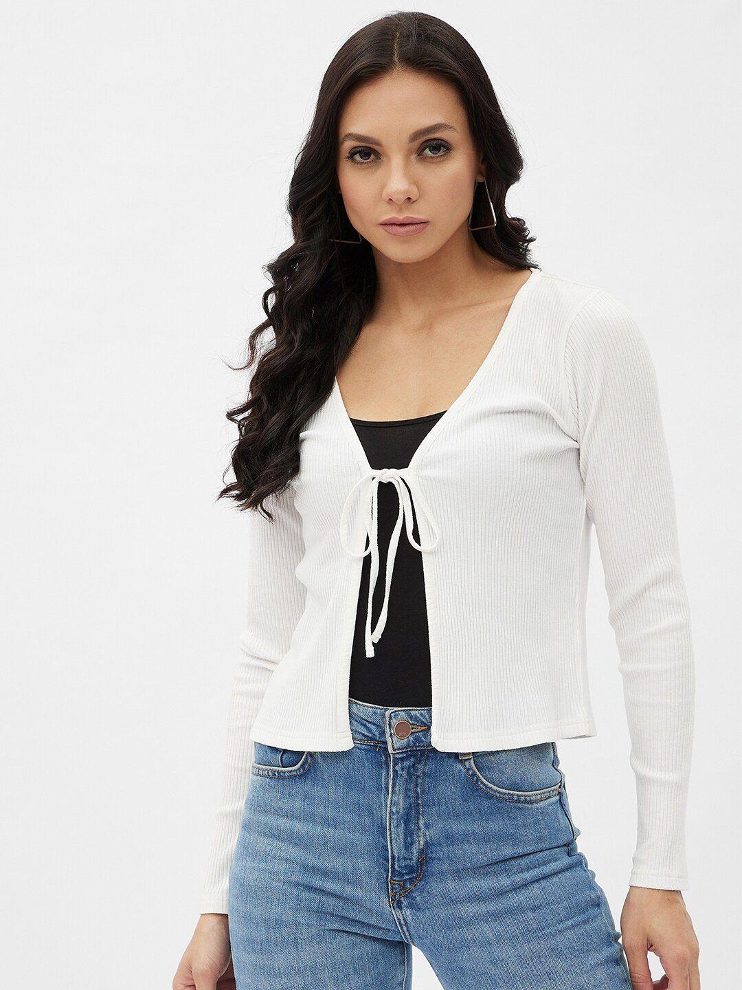 harpa women white striped tie-up shrug