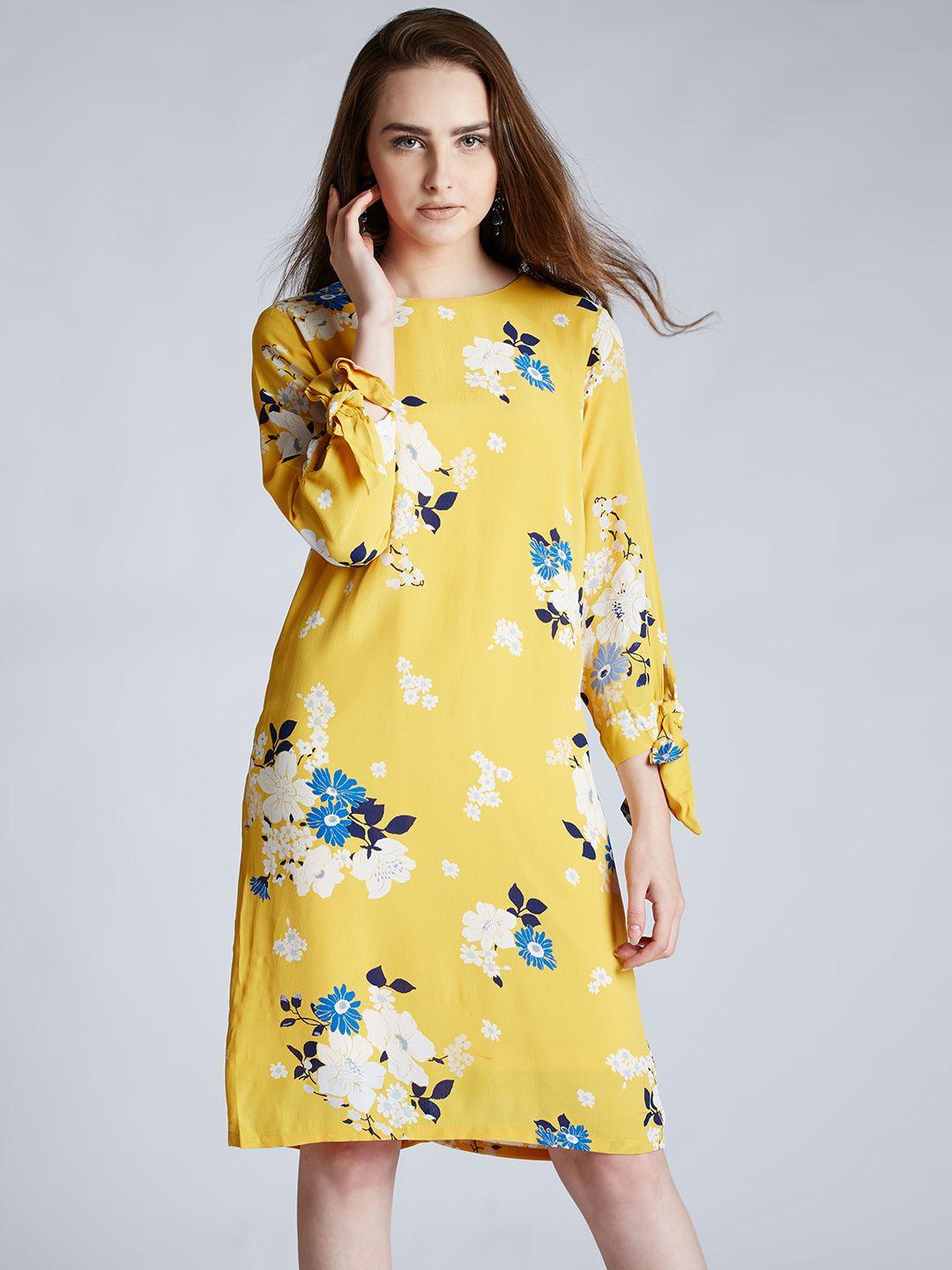 harpa women yellow floral print a-line dress