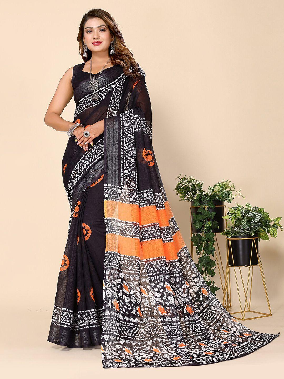 harpita batik printed chanderi saree