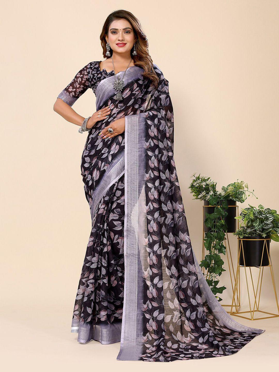 harpita floral printed zari chanderi saree