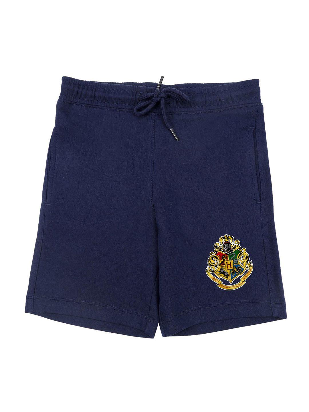 harry potter boys navy blue solid regular fit regular shorts