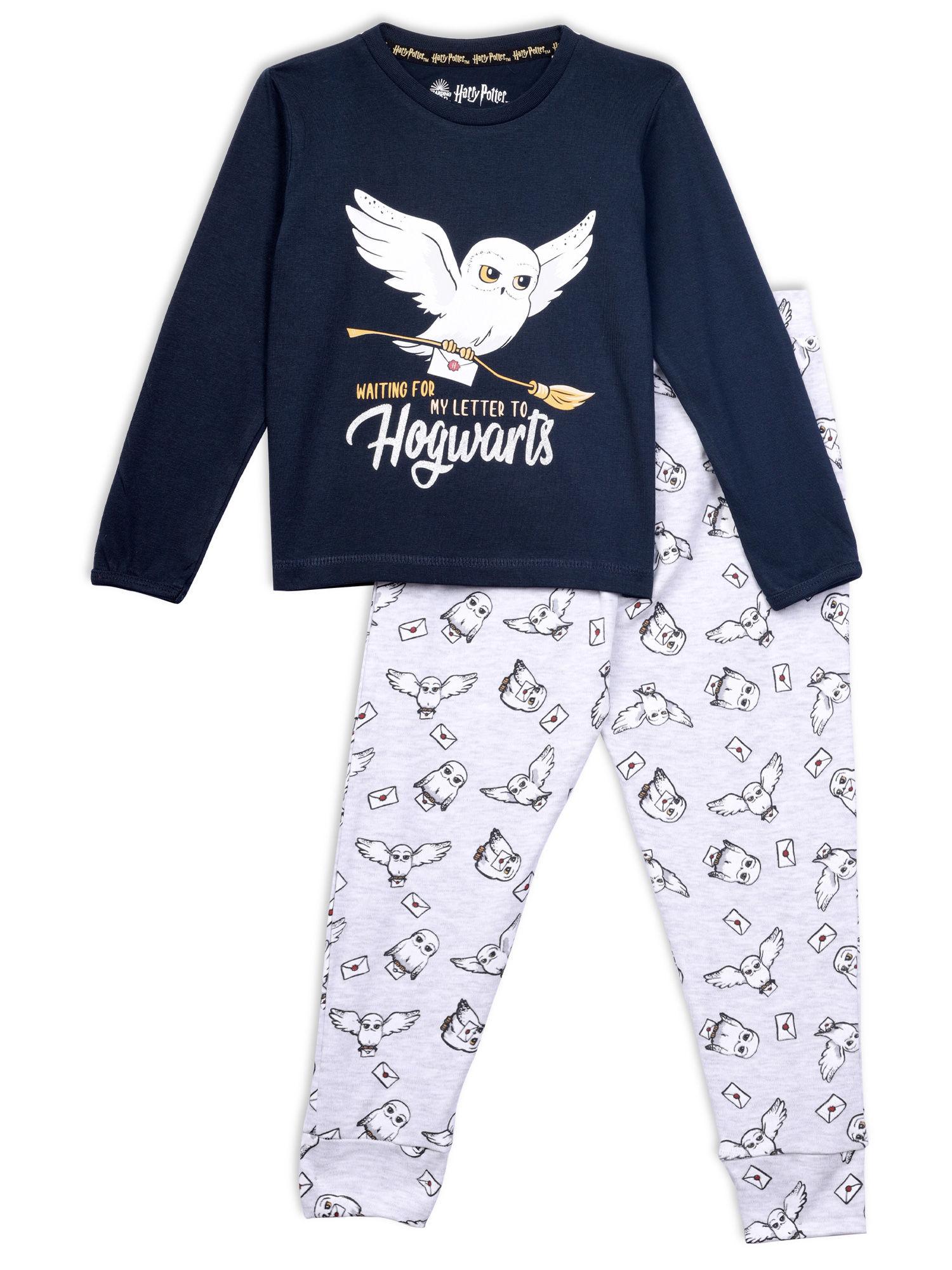 harry potter by nap chief organic cotton navy nightsuit for boys & girls