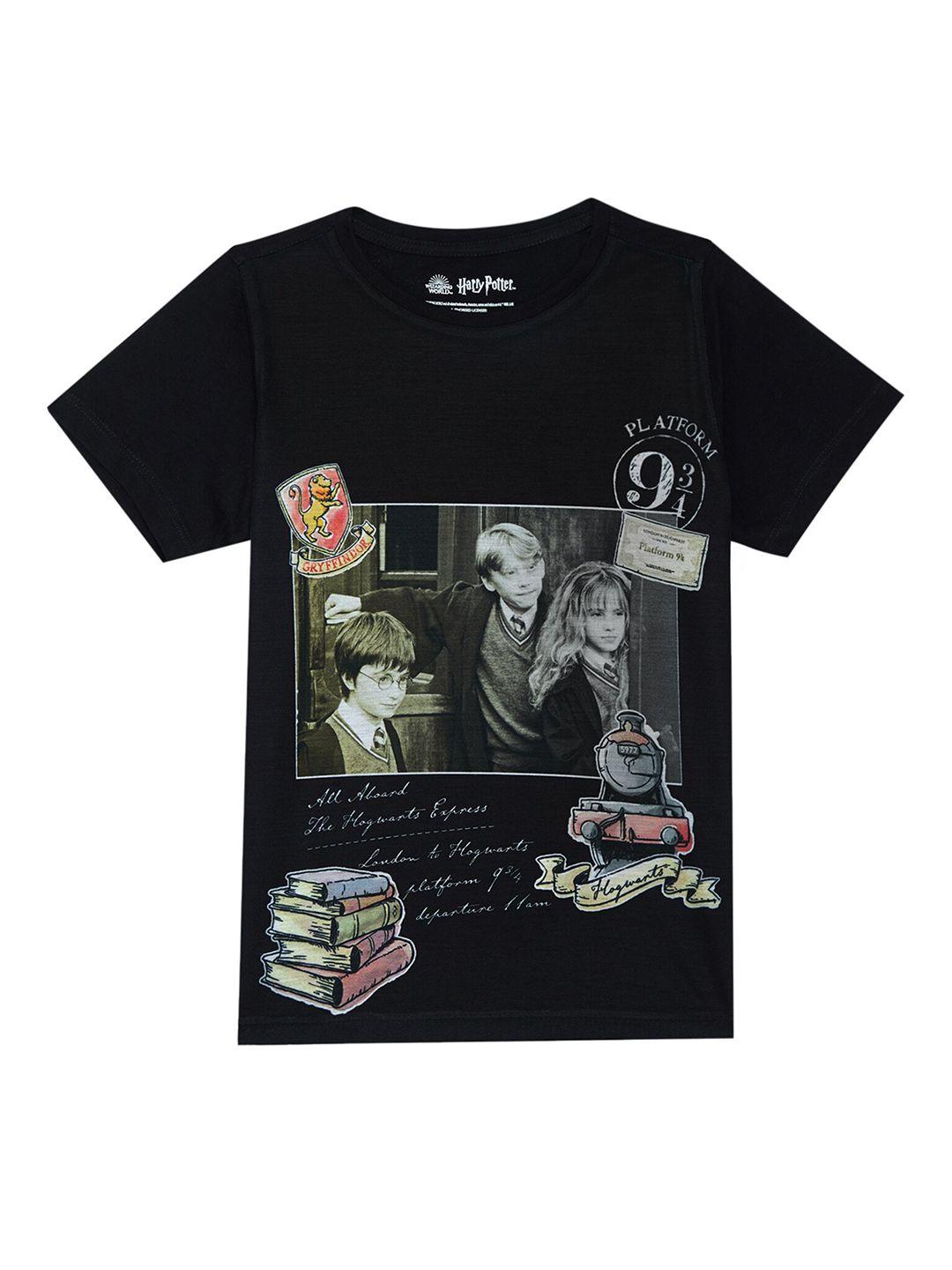 harry potter by wear your mind boys black printed t-shirt