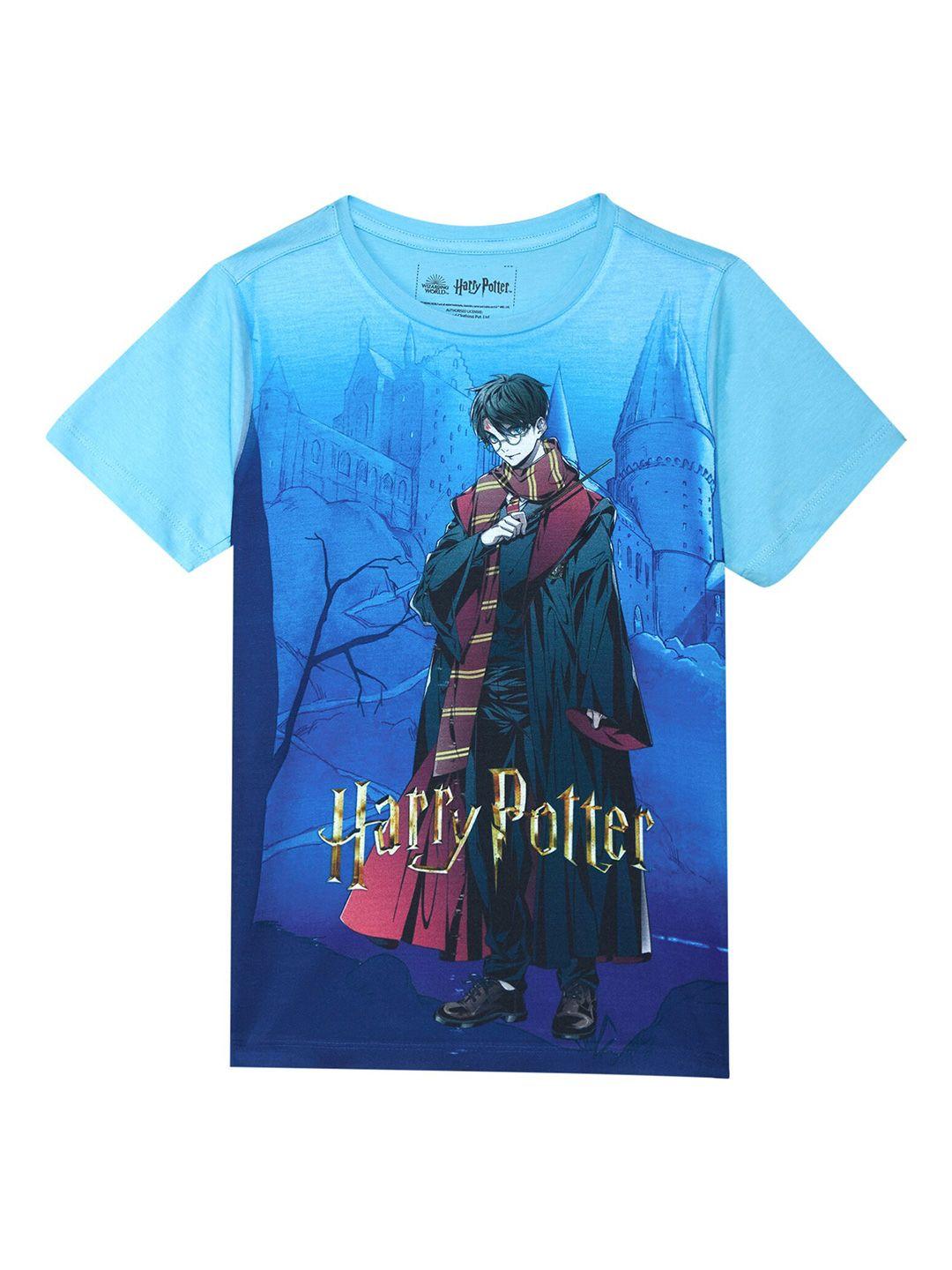 harry potter by wear your mind boys blue & black harry potter printed t-shirt