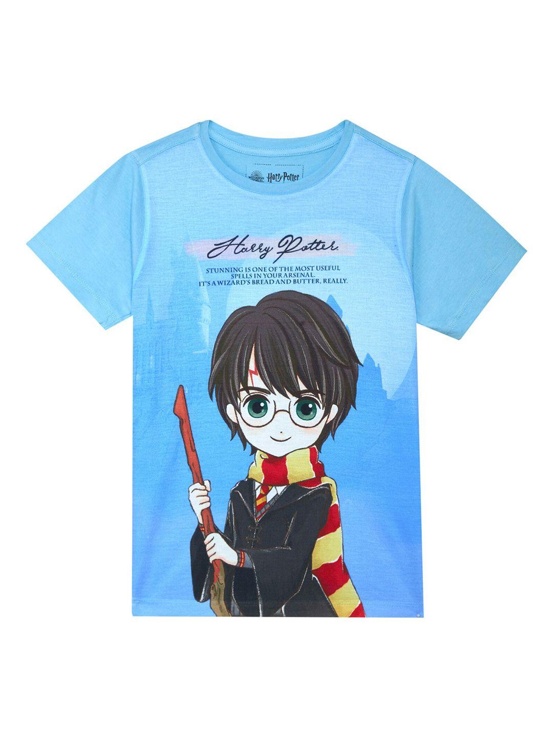 harry potter by wear your mind boys blue & black harry potter printed t-shirt