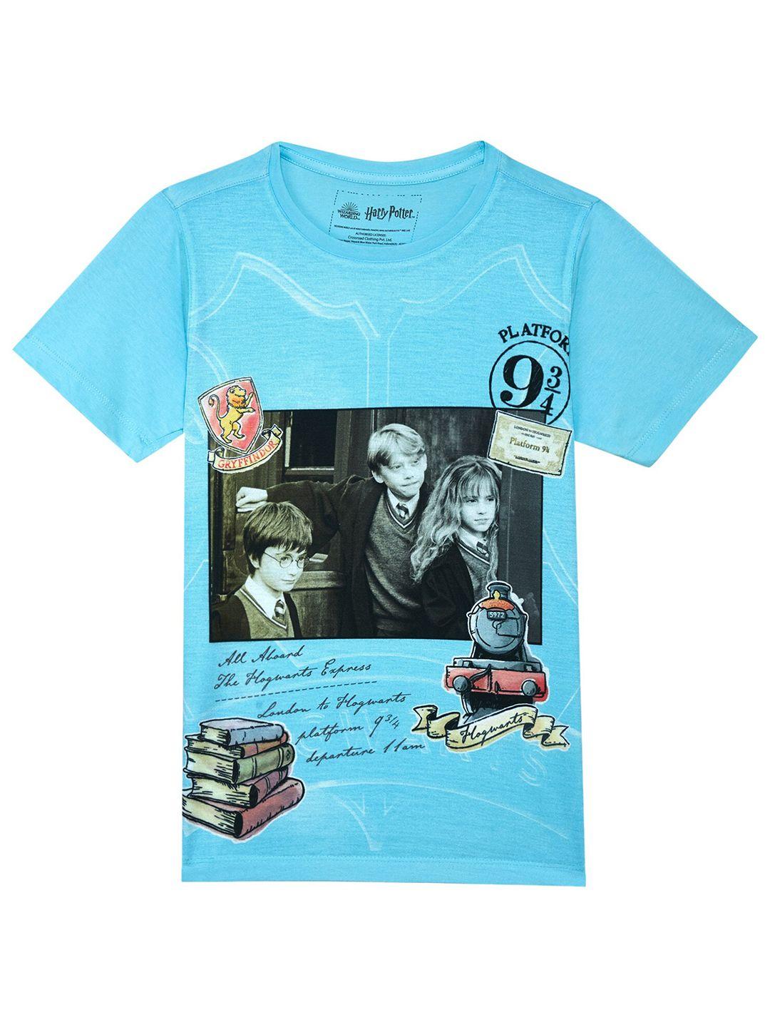 harry potter by wear your mind boys blue & black harry potter printed t-shirt