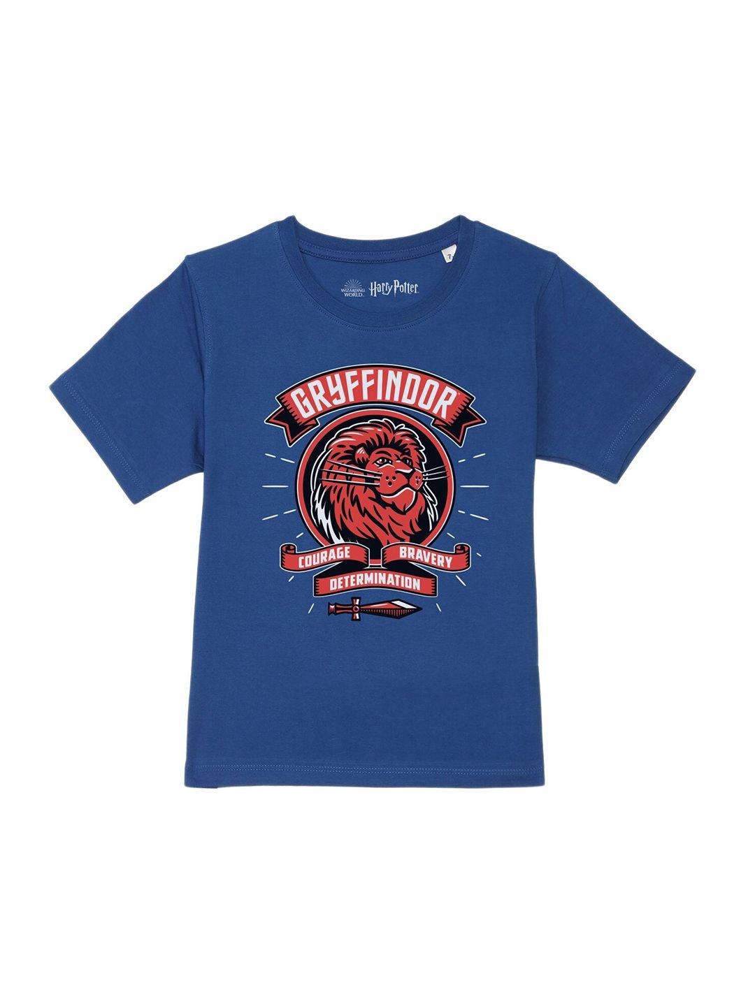 harry potter by wear your mind boys blue & red pure cotton printed t-shirt