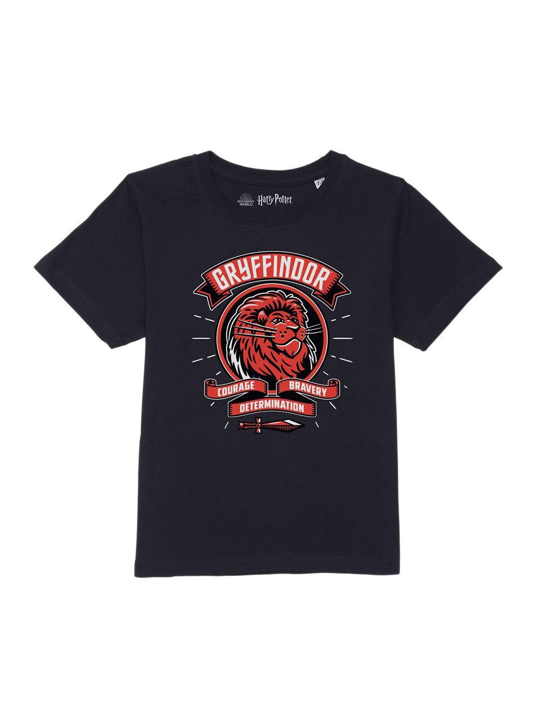 harry potter by wear your mind boys navy blue & red printed pure cotton t-shirt