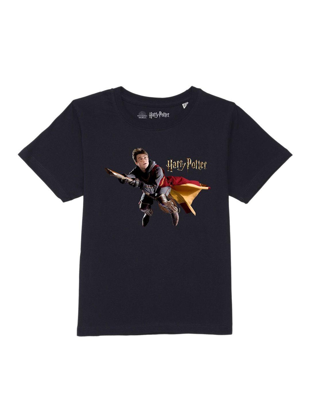 harry potter by wear your mind boys navy blue printed t-shirt