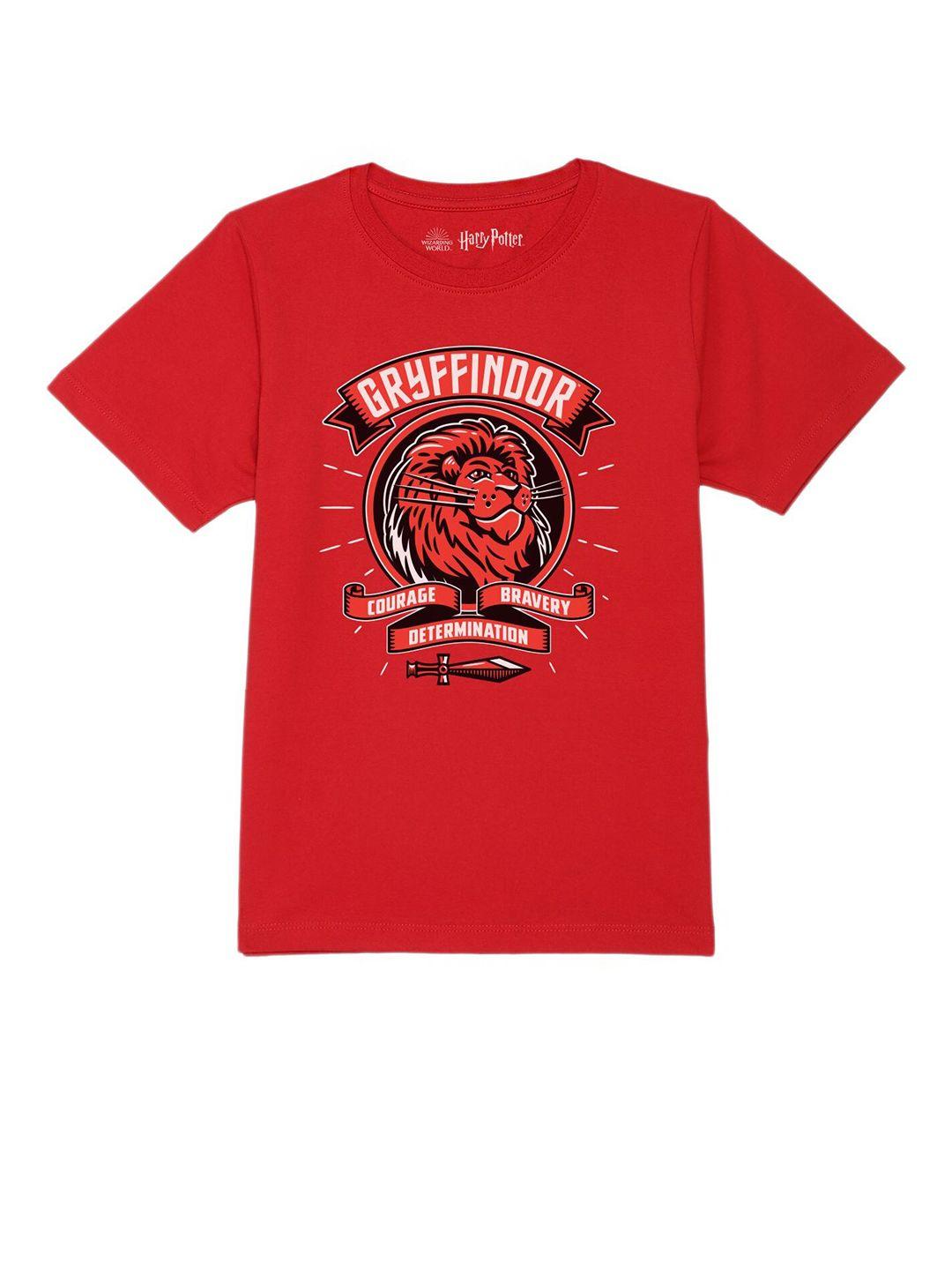 harry potter by wear your mind boys red printed cotton t-shirt