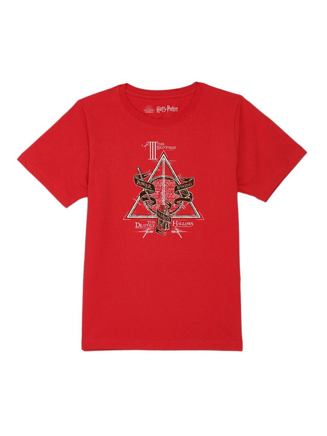 harry potter by wear your mind boys red printed t-shirt