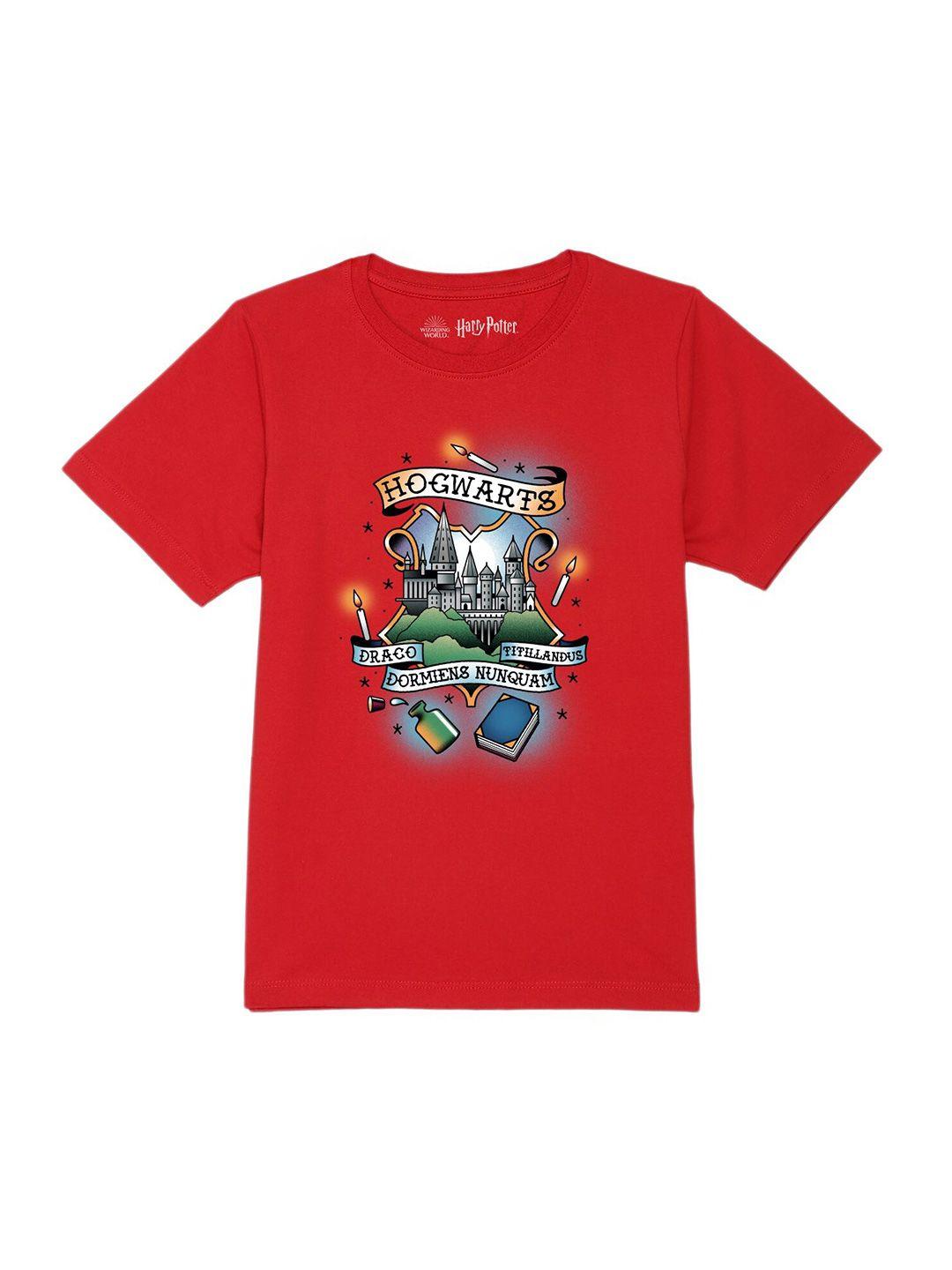 harry potter by wear your mind boys red pure cotton t-shirt