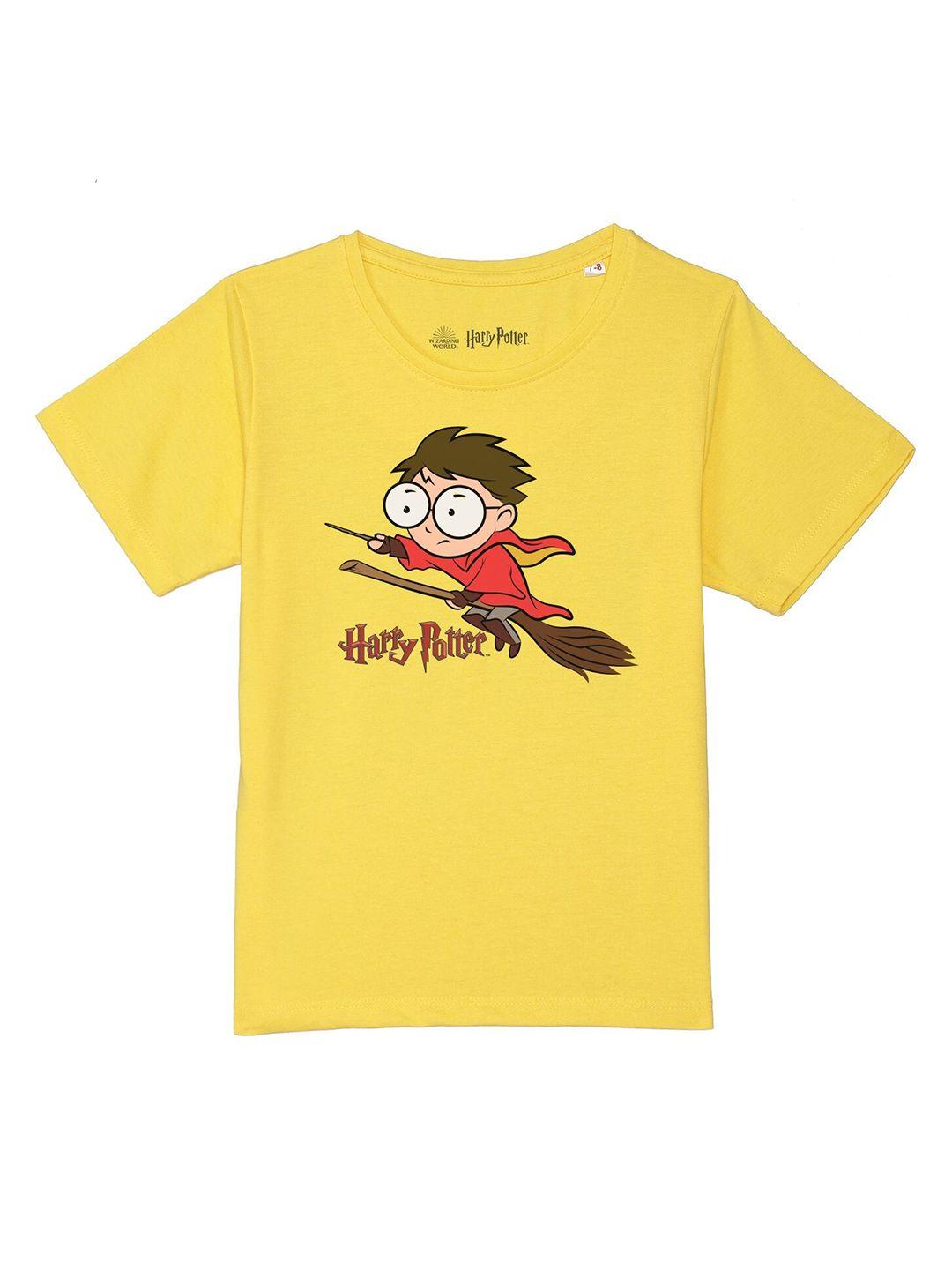 harry potter by wear your mind boys yellow & red harry potter printed pure cotton t-shirt