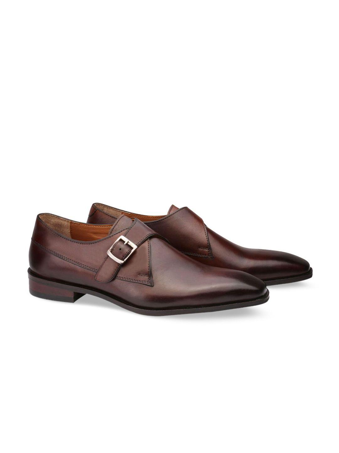 harrykson london men brown solid formal monk shoes