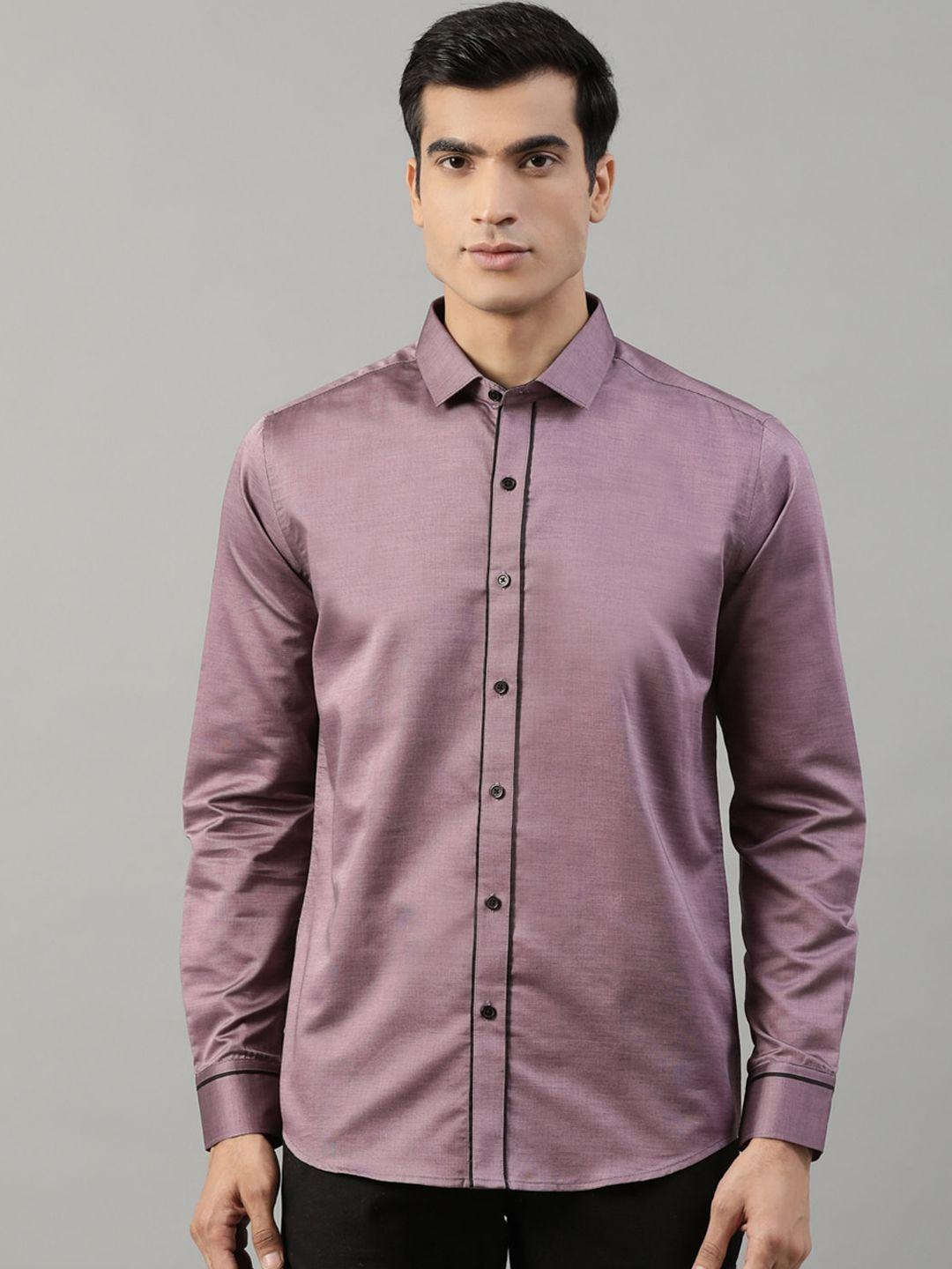 harsam men mauve regular fit solid casual shirt