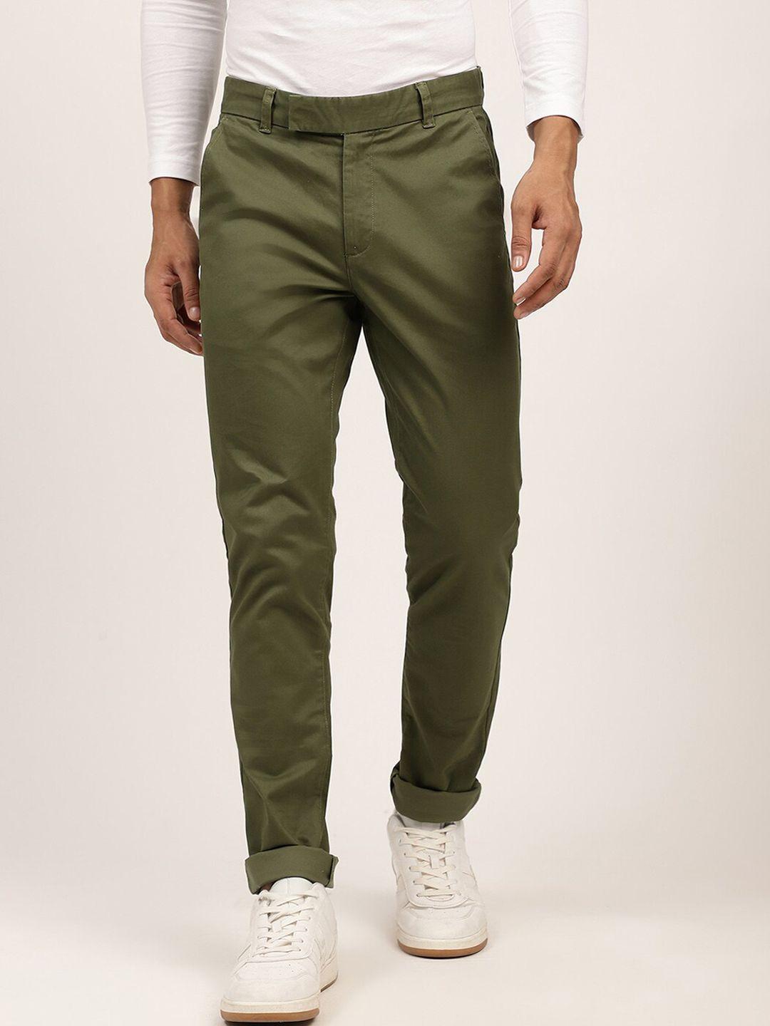 harsam men olive green chinos trousers