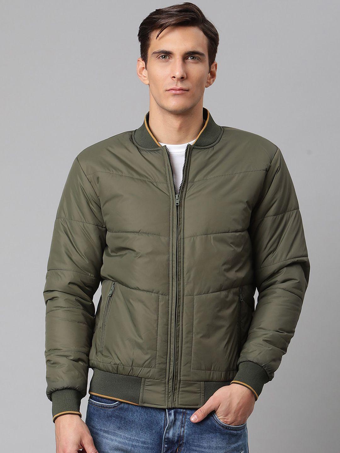 harsam men olive green lightweight bomber jacket