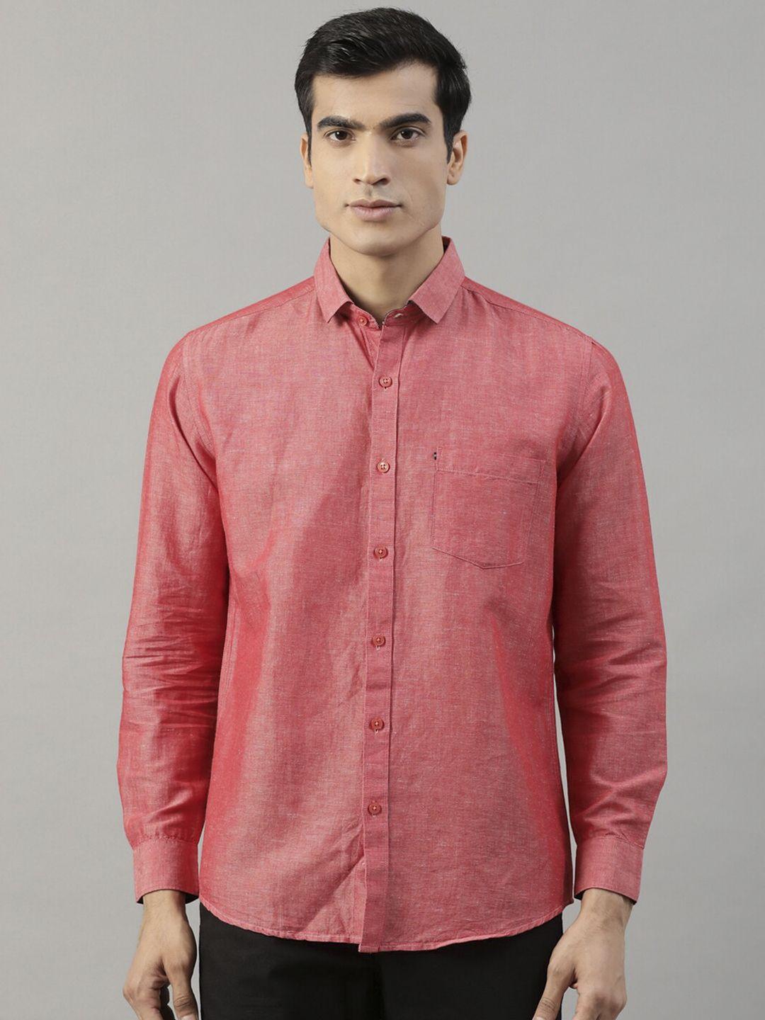 harsam men red regular fit solid casual shirt