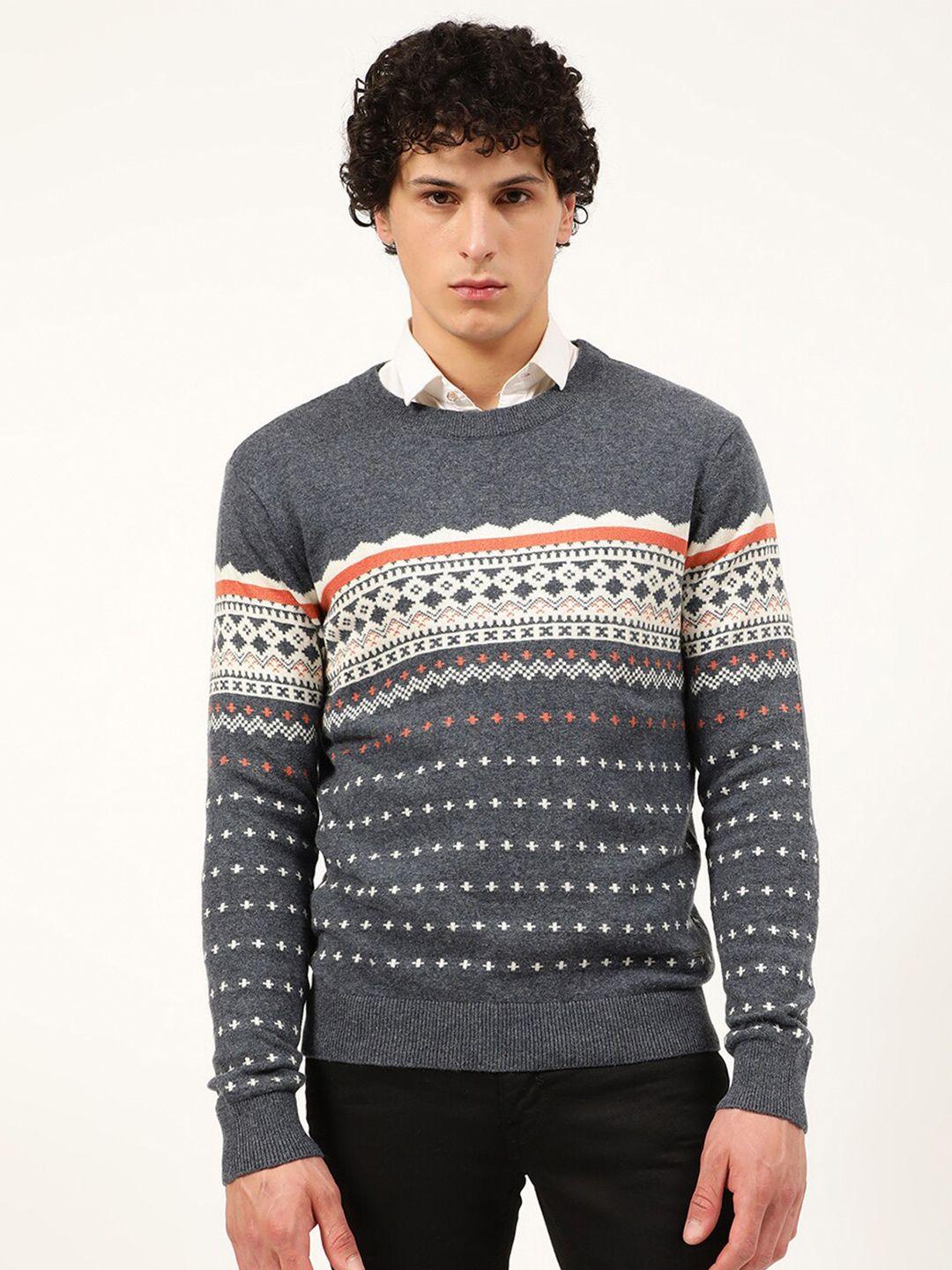 harsam men striped wool pullover